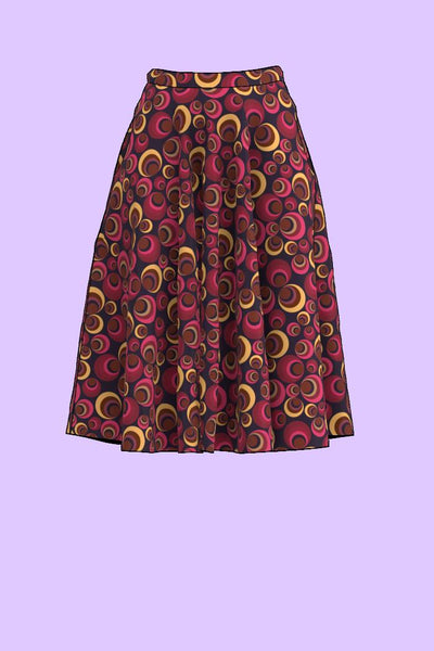 lila och rosa toner på klockad lång kjol från Esther & Inez