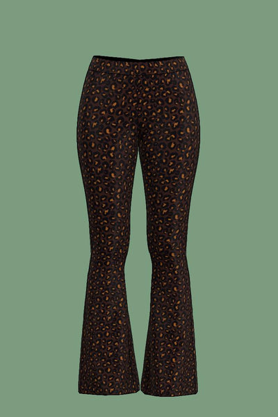 Bootcut leggings i ekologisk bomull i Leopard print i brunt från Esther & Inez