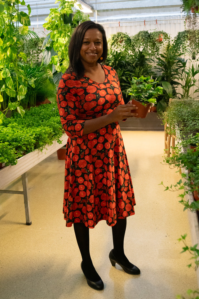 Floral dress with black tights best sale